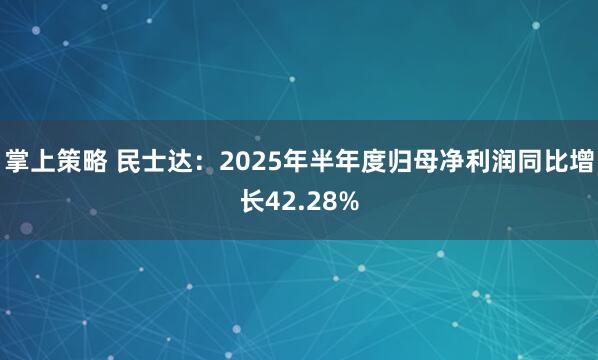 掌上策略 民士达：2025年半年度归母净利润同比增长42.28%