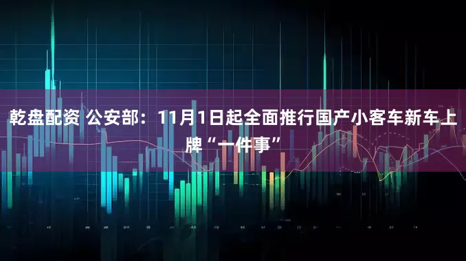 乾盘配资 公安部:11月1日起全面推行国产小客车新车上牌“一件事”